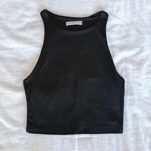 Sincerely Jules Black High-Neck Crop Top, Small